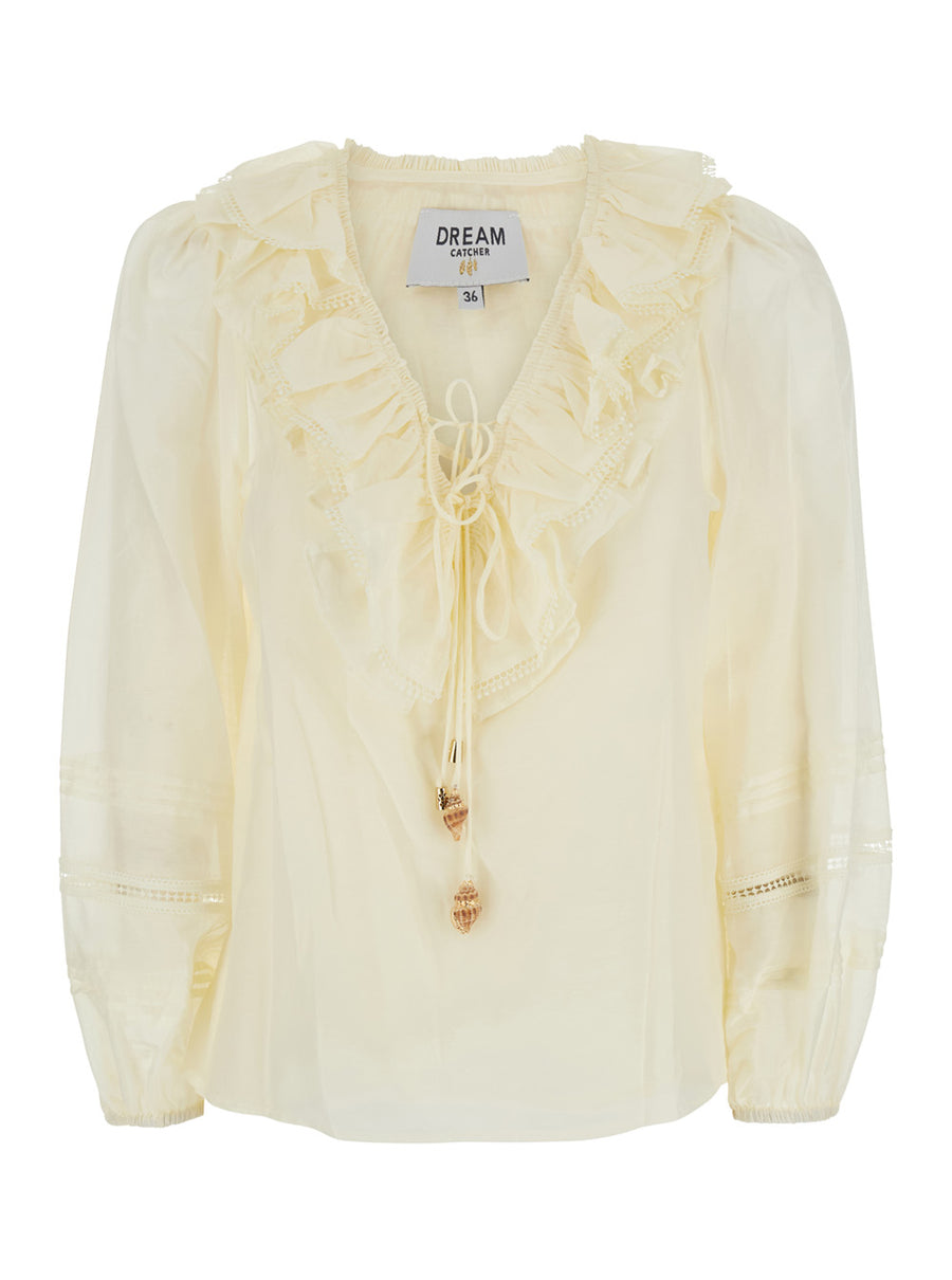 Blouse Aria White Fabric Blouses