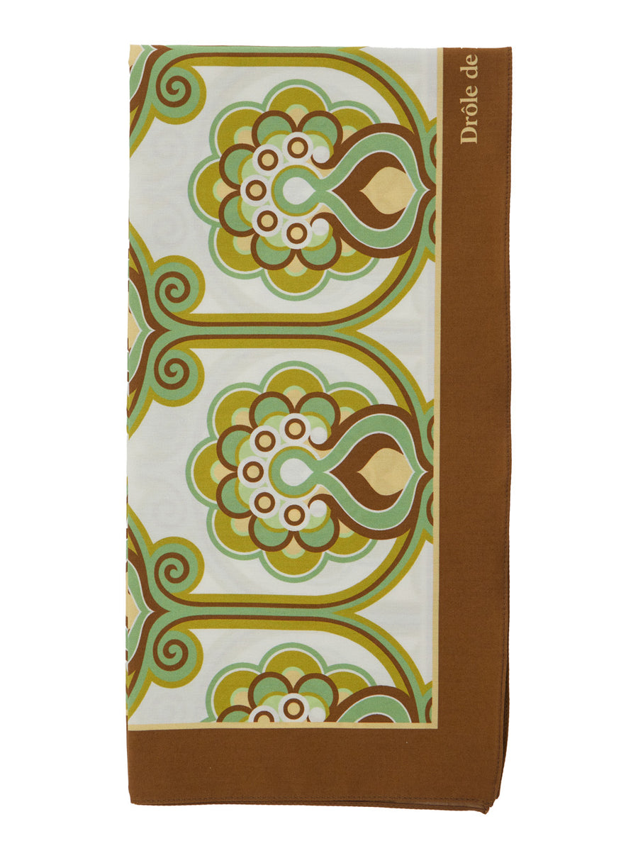 Scarf Tapisserie Florale Green Cotton