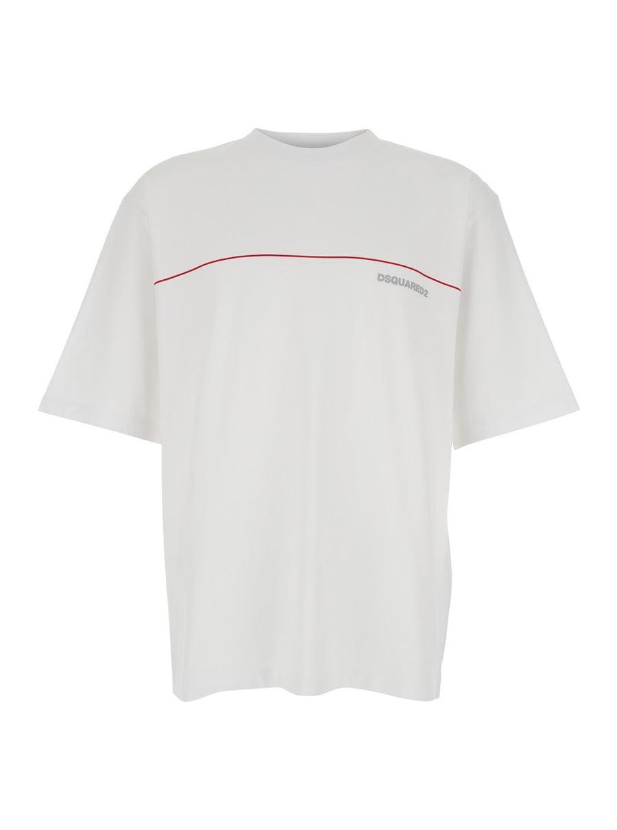 T-Shirt With Lettering Logo, White Cotton T-shirts