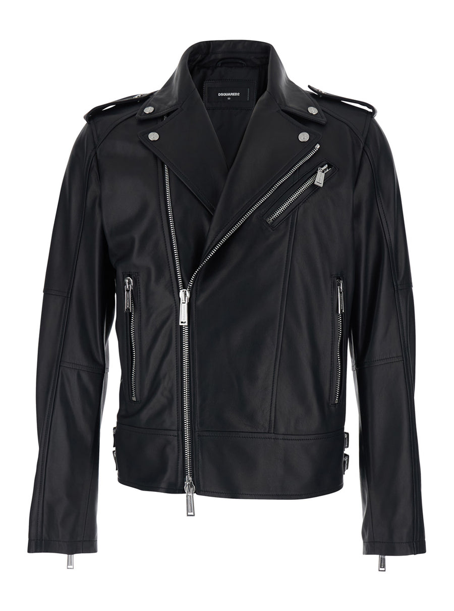 Leather Jacket Black With Three Zip Pockets Coat