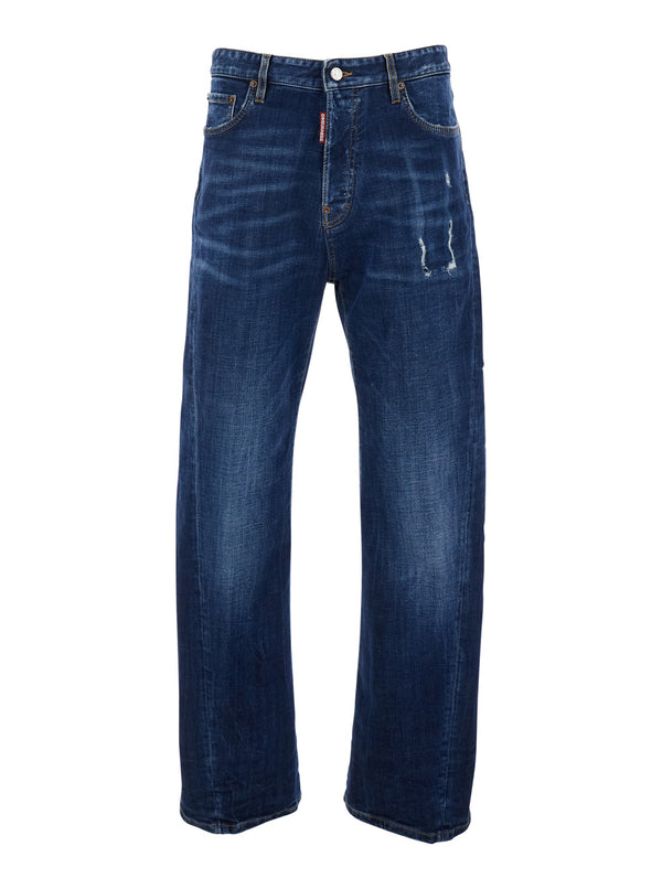 Jeans Five-Pocket Blue Denim Cotton