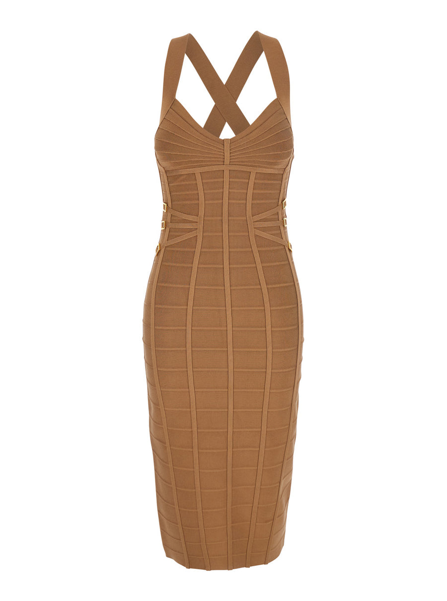 Sheath Dress Beige Viscose