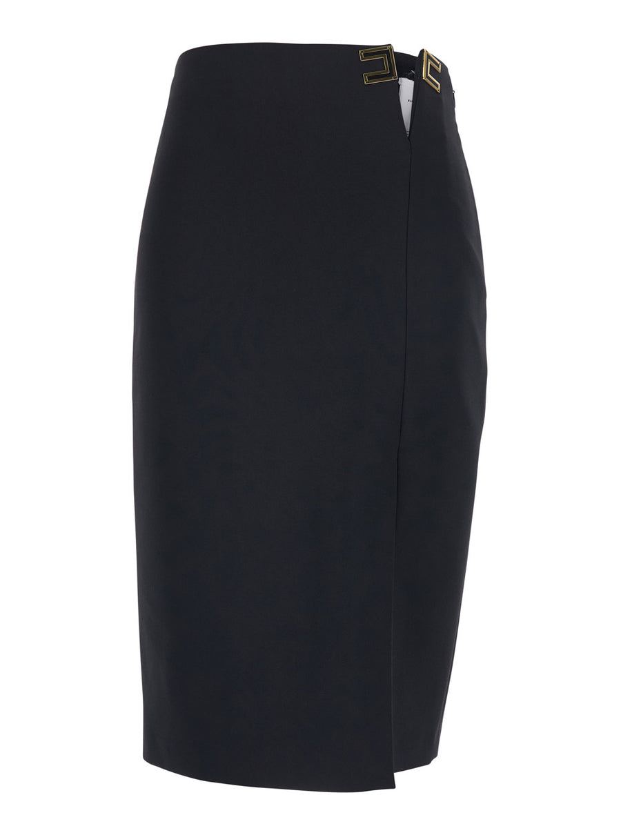 Midi Skirt Black Tech Fabric Polyester