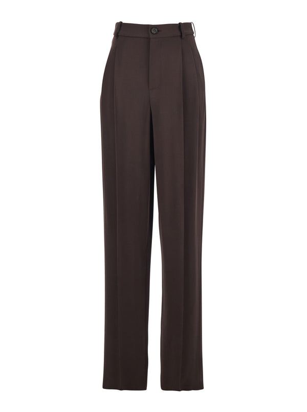Trousers, Brown Stretch Viscose