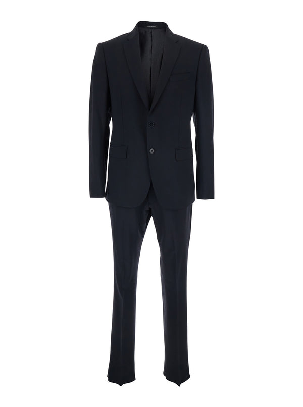 Suit Single-Breasted Slim Blue Virgin Wool Suits