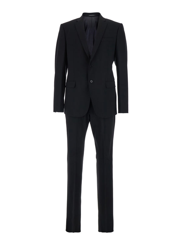 Single-Breasted Suit Black Wool Virgin Suits