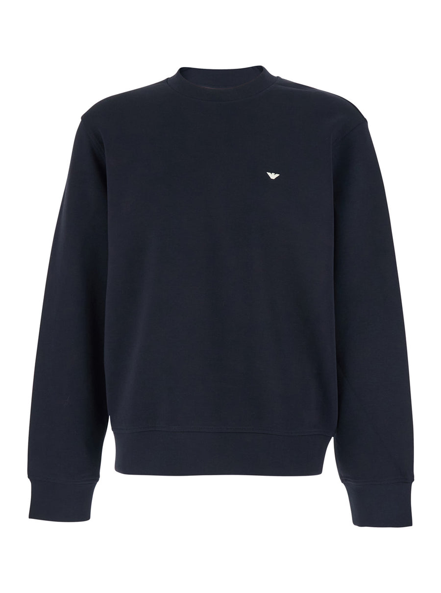 Crewneck Sweatshirt Cotton-Blend Blue Sweatshirts