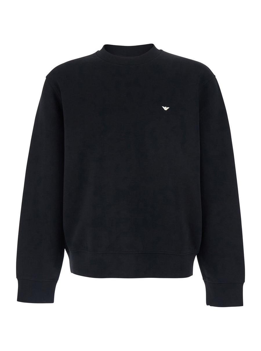 Crewneck Sweatshirt Black, Cotton Blend Sweatshirts