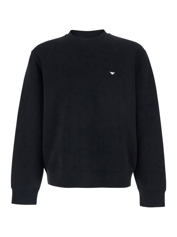 Crewneck Sweatshirt Black, Cotton Blend Sweatshirts