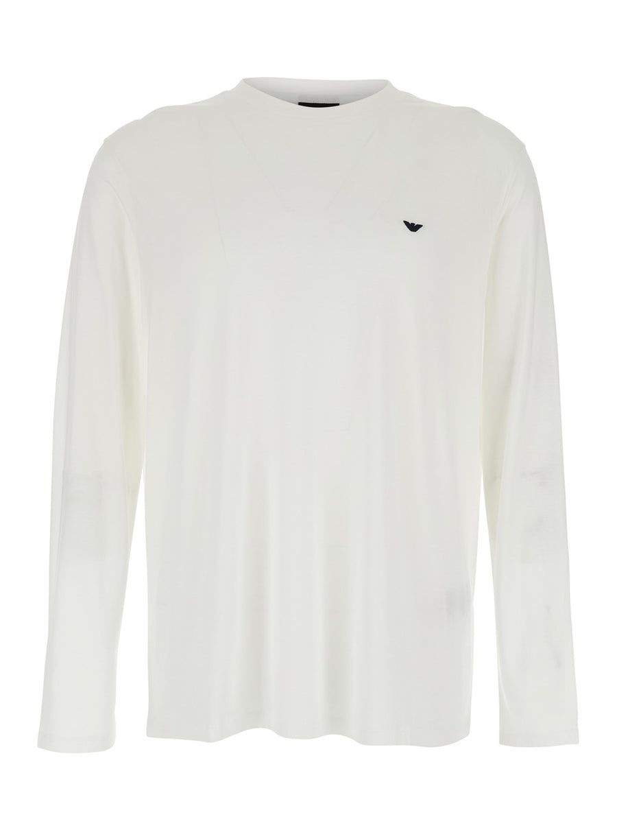 Crew Neck T-Shirt White Lyocell Cotton T-shirts