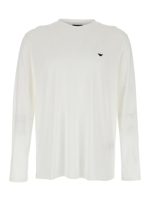 Crew Neck T-Shirt White Lyocell Cotton T-shirts