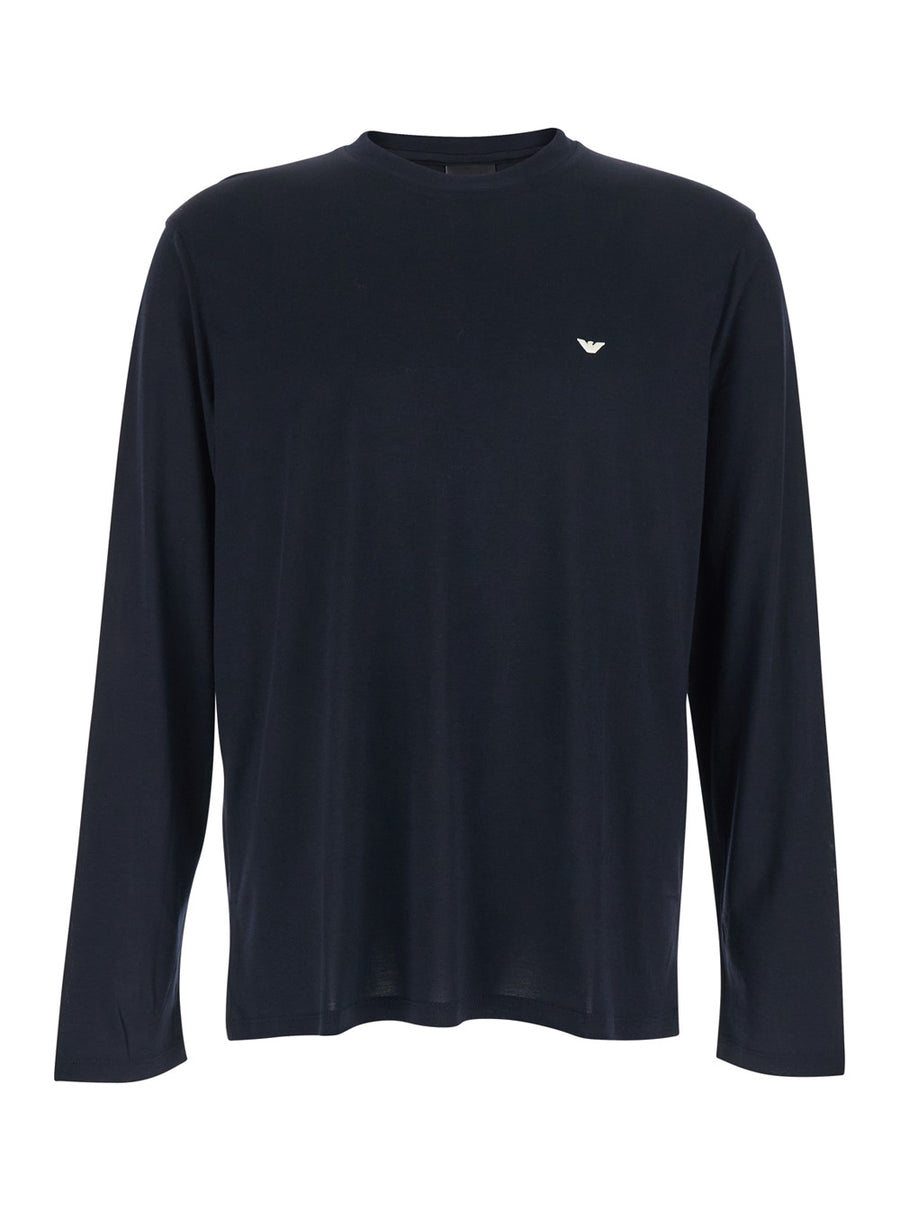 T-Shirt Blue Cotton-Blend Lyocell T-shirts