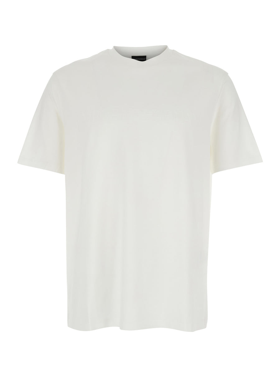 T-Shirt With Logo Embroidery, White Cotton T-shirts