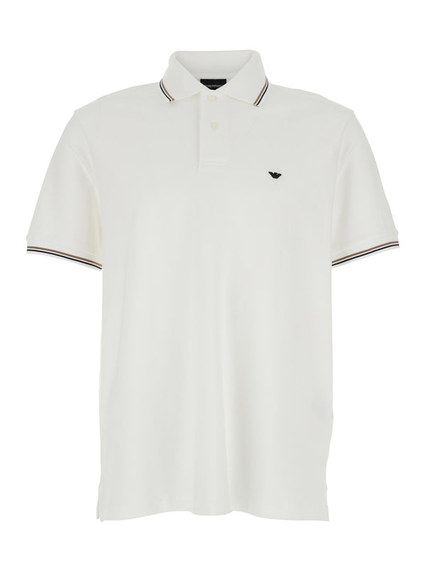 Polo Shirt Two-Tone Collar White Cotton T-shirts