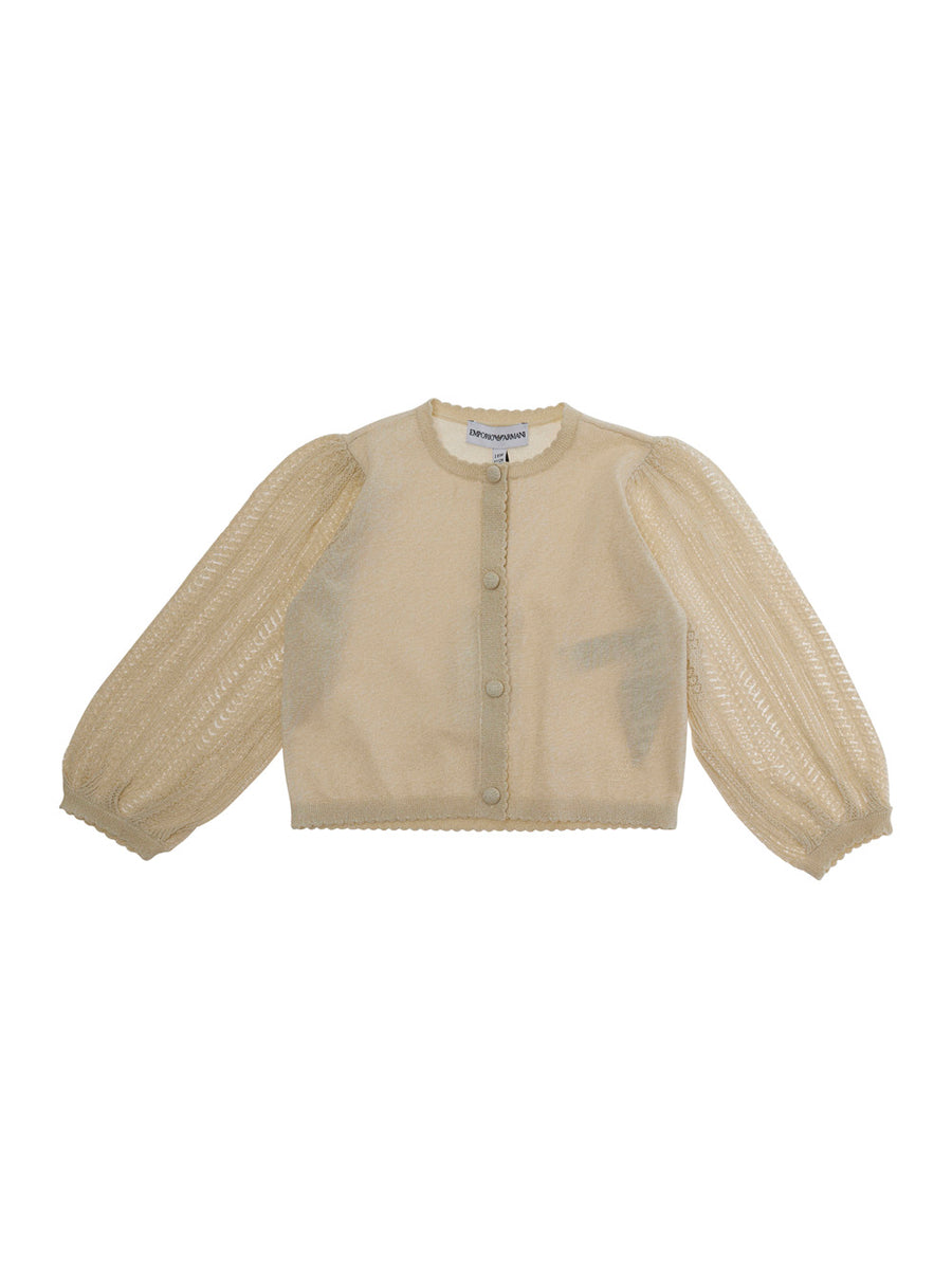 Cardigan Beige Blend Wool Viscose Tops