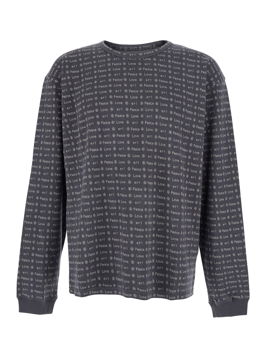 Long Sleeve Jacquard Tee Brown Cotton