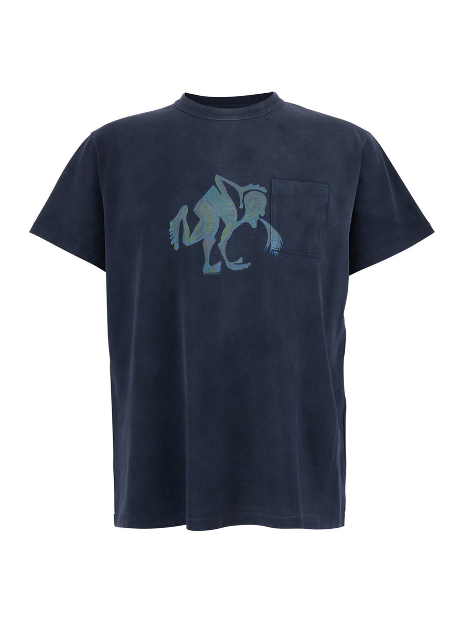 T-Shirt Front Print Blue Cotton T-shirts