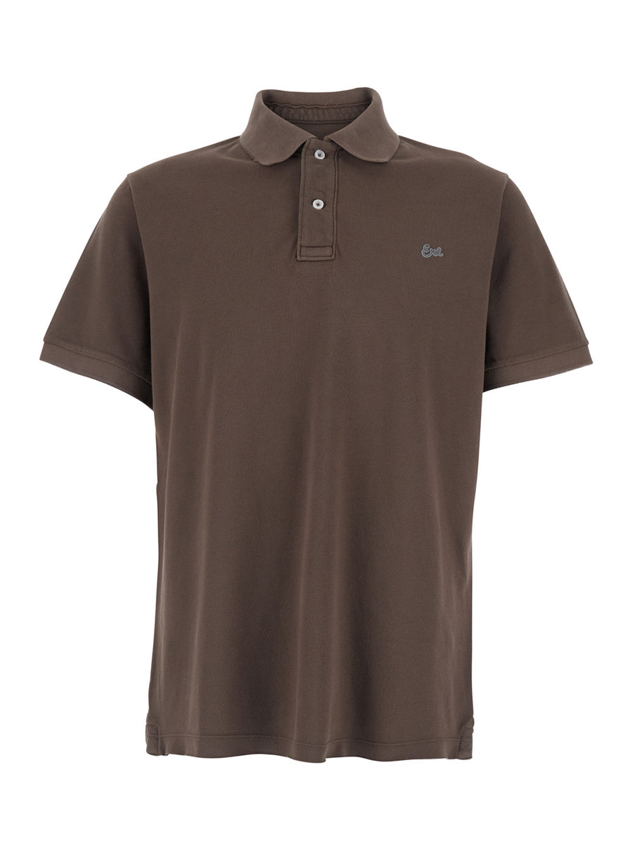 Polo Shirt Classic Collar Brown Cotton T-shirts