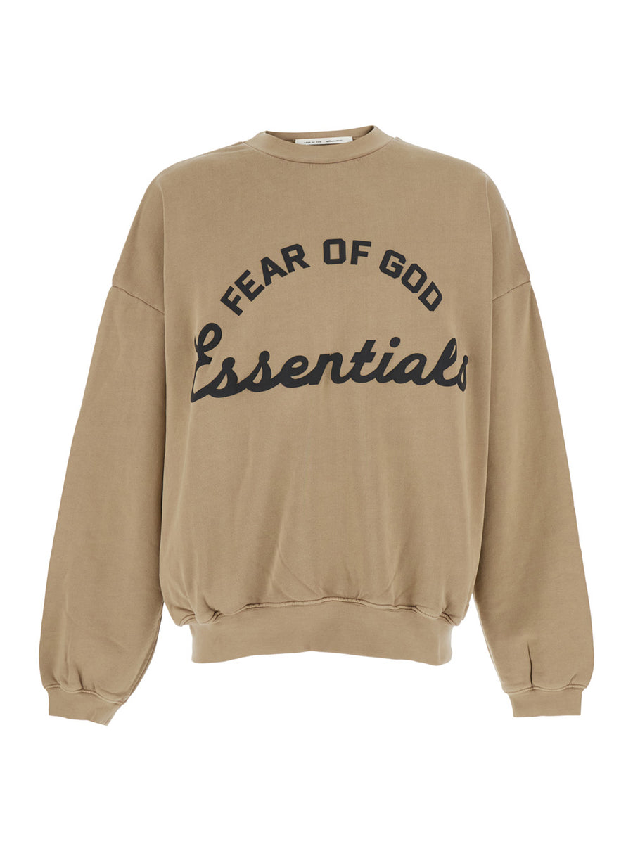 Crewneck Sweatshirt Beige Cotton Sweatshirts