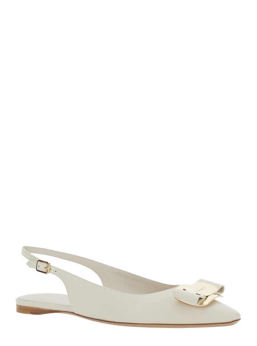 Slingback Ballet Shoes Zelmi White Leather Lambskin Ballerina