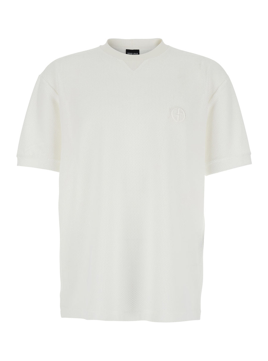 T-Shirt Crew Neck White Elastane T-shirts