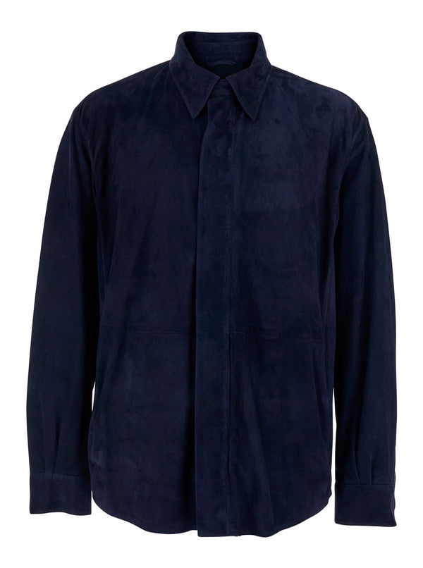 Jacket Blue Suede Lamb Leather Coat