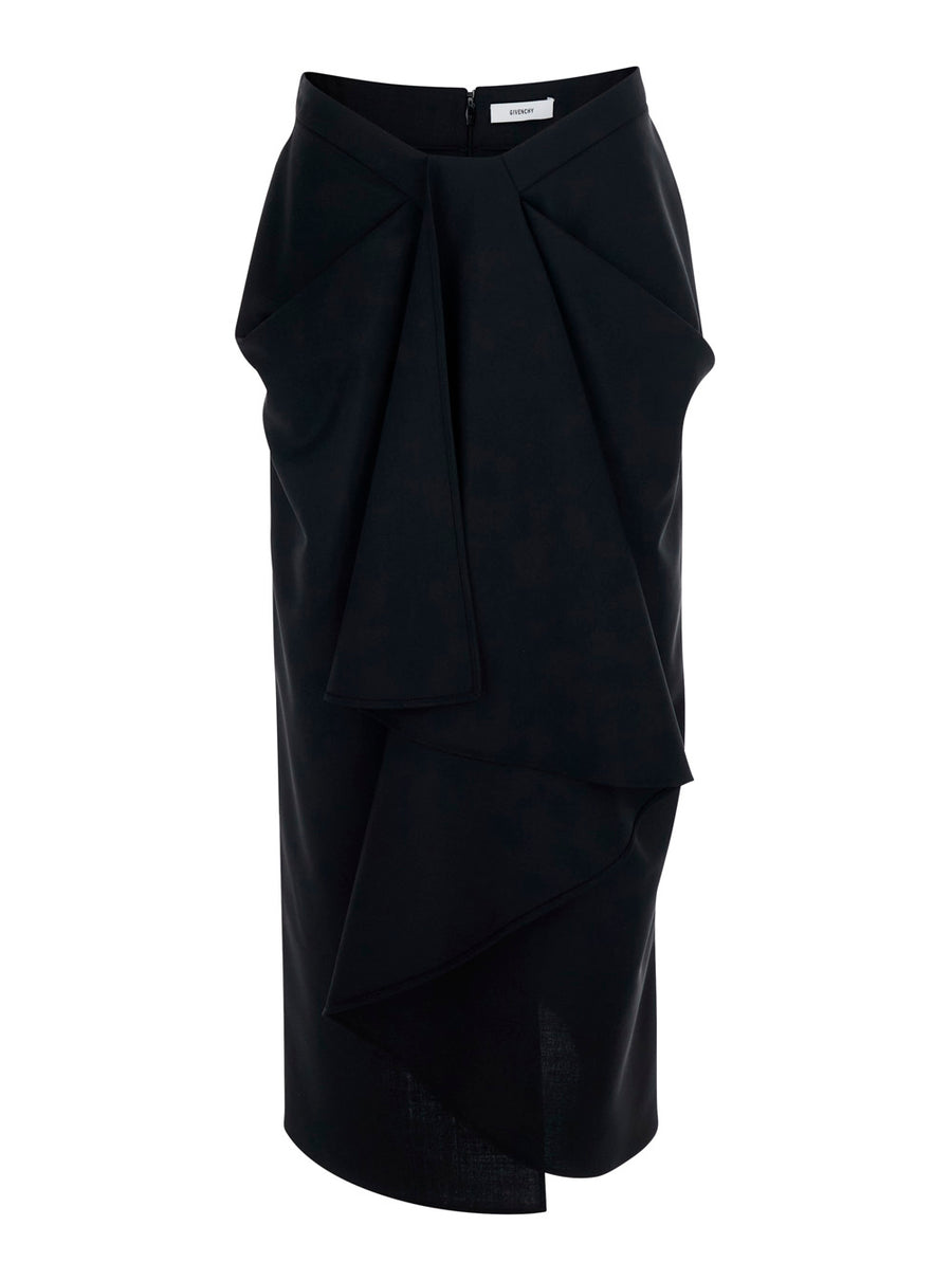 Pencil Skirt With Wrap Detail, Black