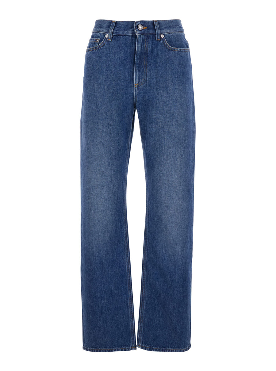 Jeans Five-Pocket Blue Denim Cotton