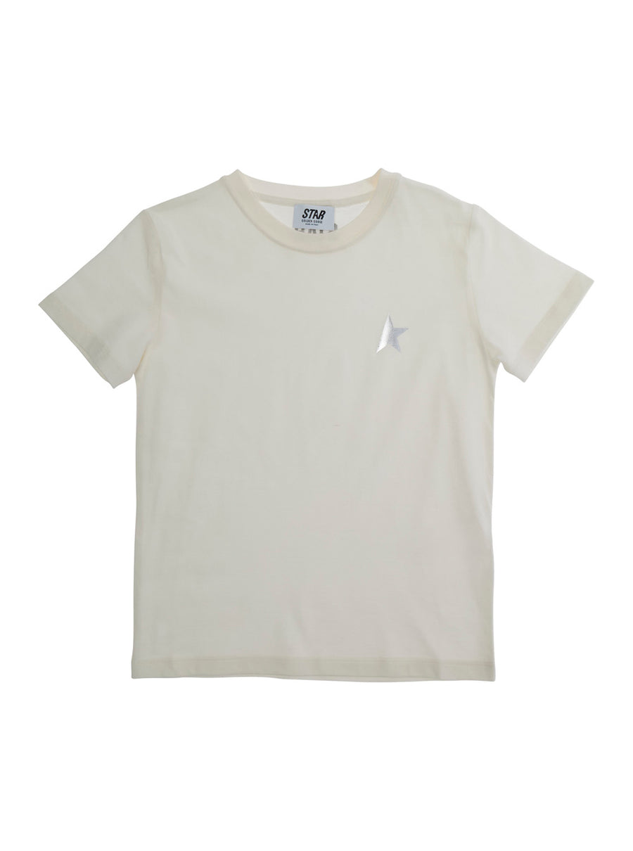 Boys T-Shirt With Metallic Print, White Cotton Hoods & Sweatshirts