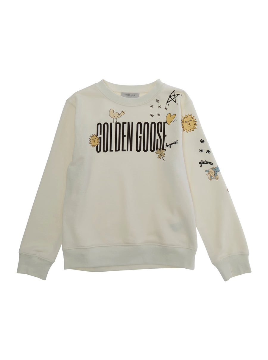 Crewneck Sweatshirt White Cotton Hoods & Sweatshirts