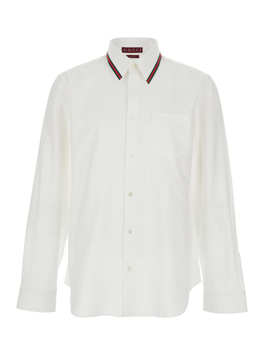 Shirt With Web Collar White Cotton