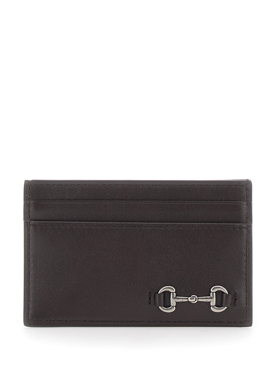 Card Holder With Horsebit, Brown Leather Calf Accessory