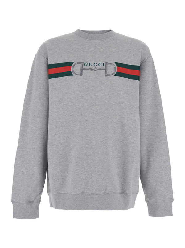 Crewneck Sweatshirt Grey Cotton Sweatshirts