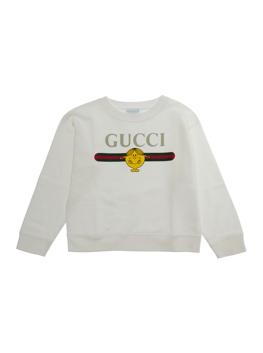 Crewneck Sweatshirt White Cotton Hoods & Sweatshirts