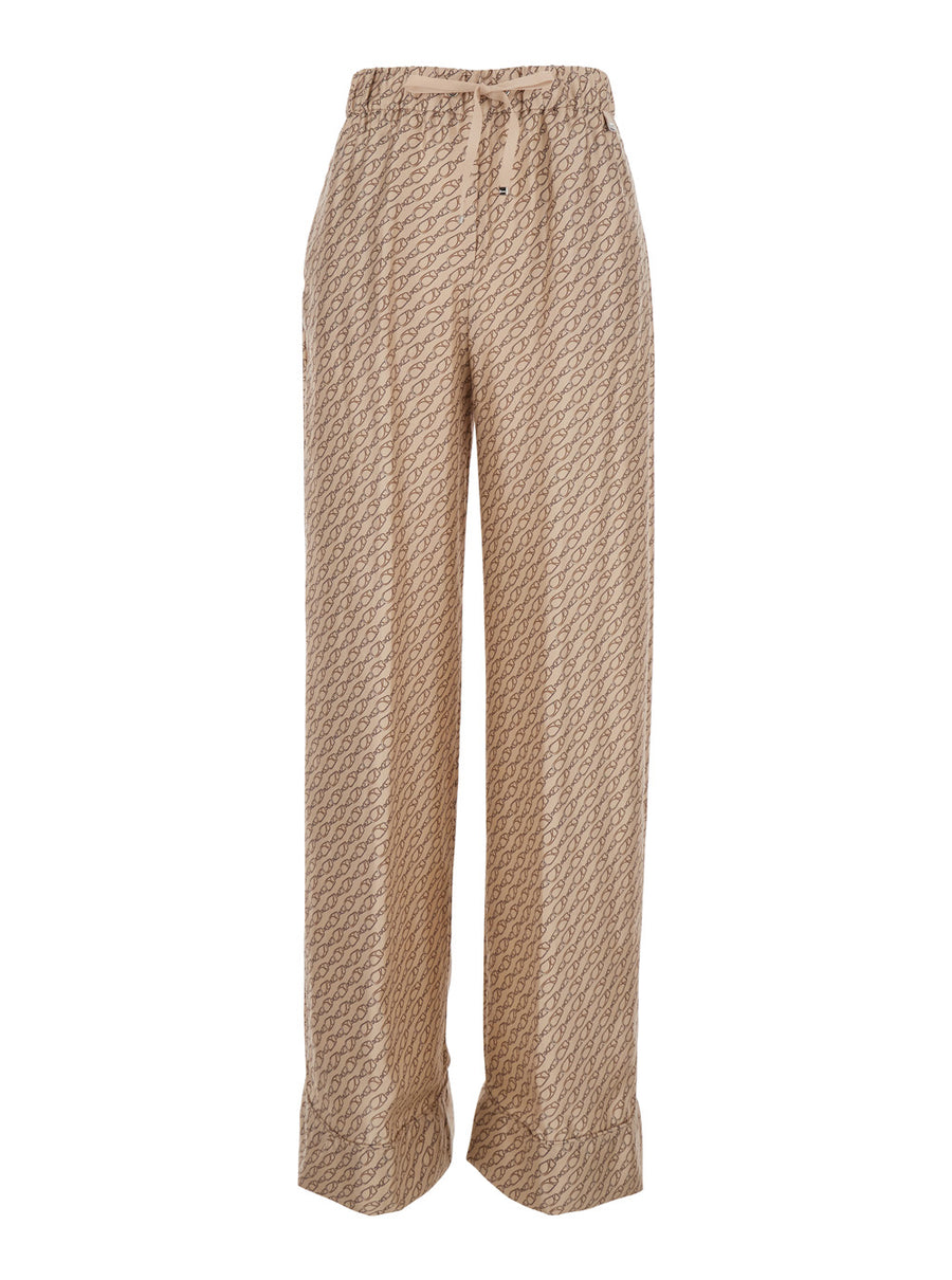 Pants Silk Beige Trousers