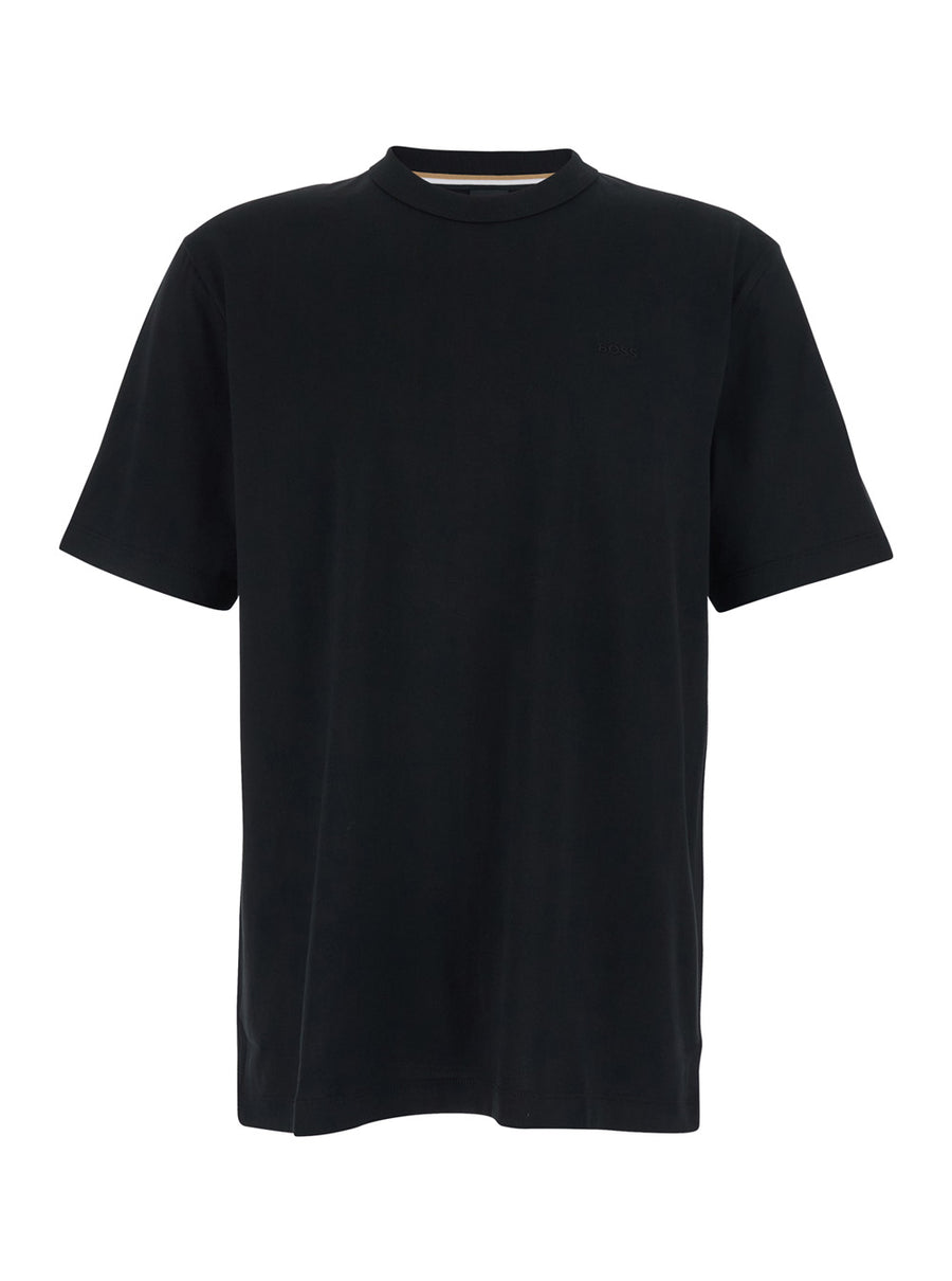 T-Shirt Crew Neck Black Cotton T-shirts