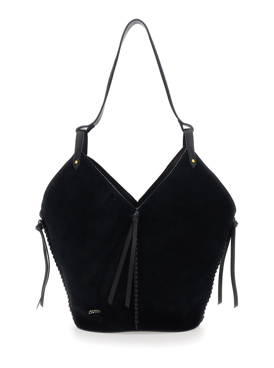Shoulder Bag Tampa Black Suede Calf Leather