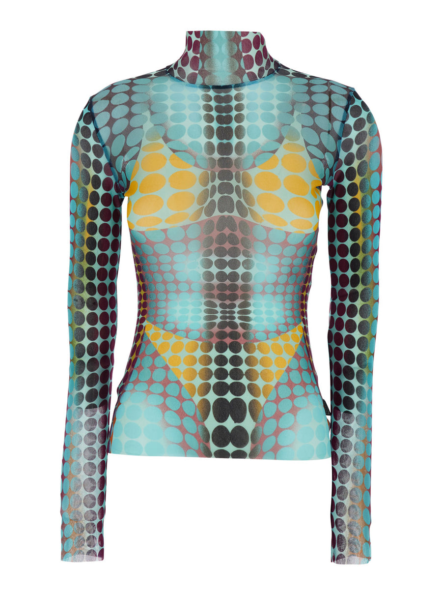 Top High-Neck Multicolour Tech Fabric Polyamide Tops
