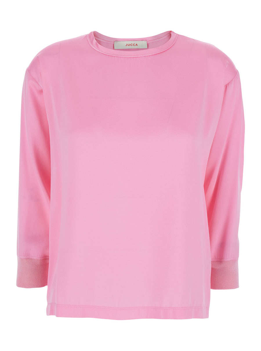 Long Sleeve Top Pink Blouses