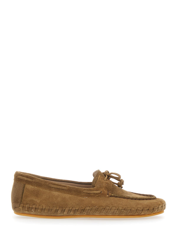 Loafers Suede Beige Goat Leather