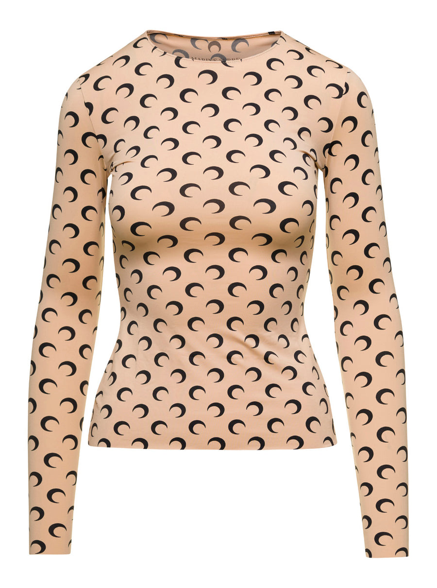 T-Shirt Crescent Moon Beige Polyamide