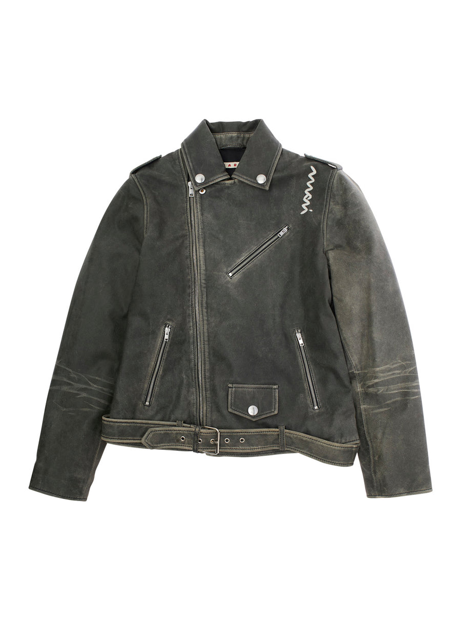 Kids Jacket Black Leather Goat