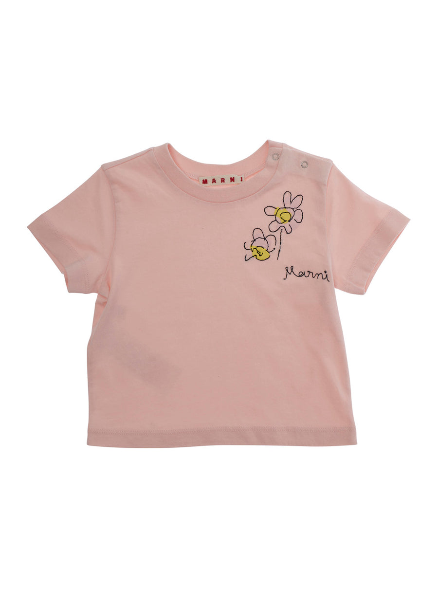 Crew Neck T-Shirt Baby Pink Cotton T-shirts