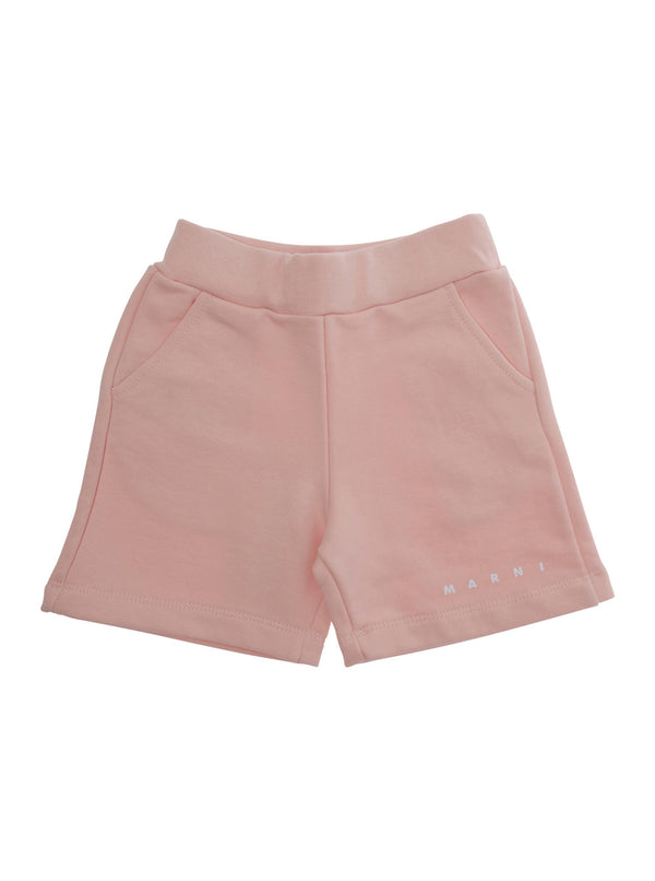 Shorts With Logo Lettering Pink Cotton