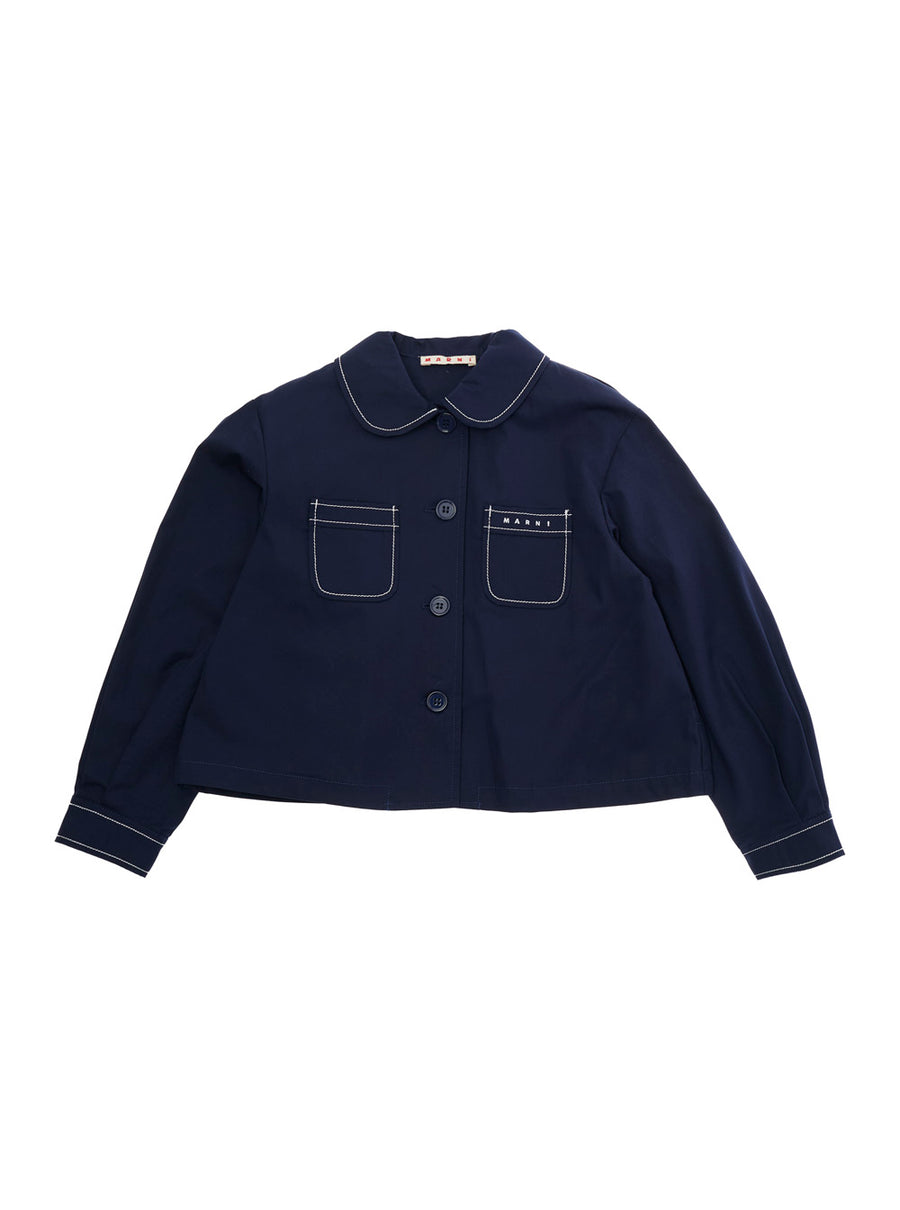 Jacket Classic Collar Blue Cotton Blazers