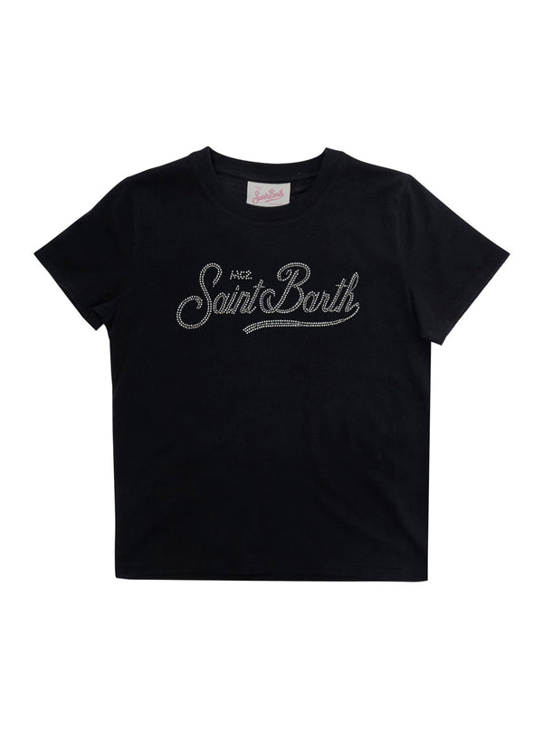T-Shirt Elly Grey With Rhinestones Cotton T-shirts
