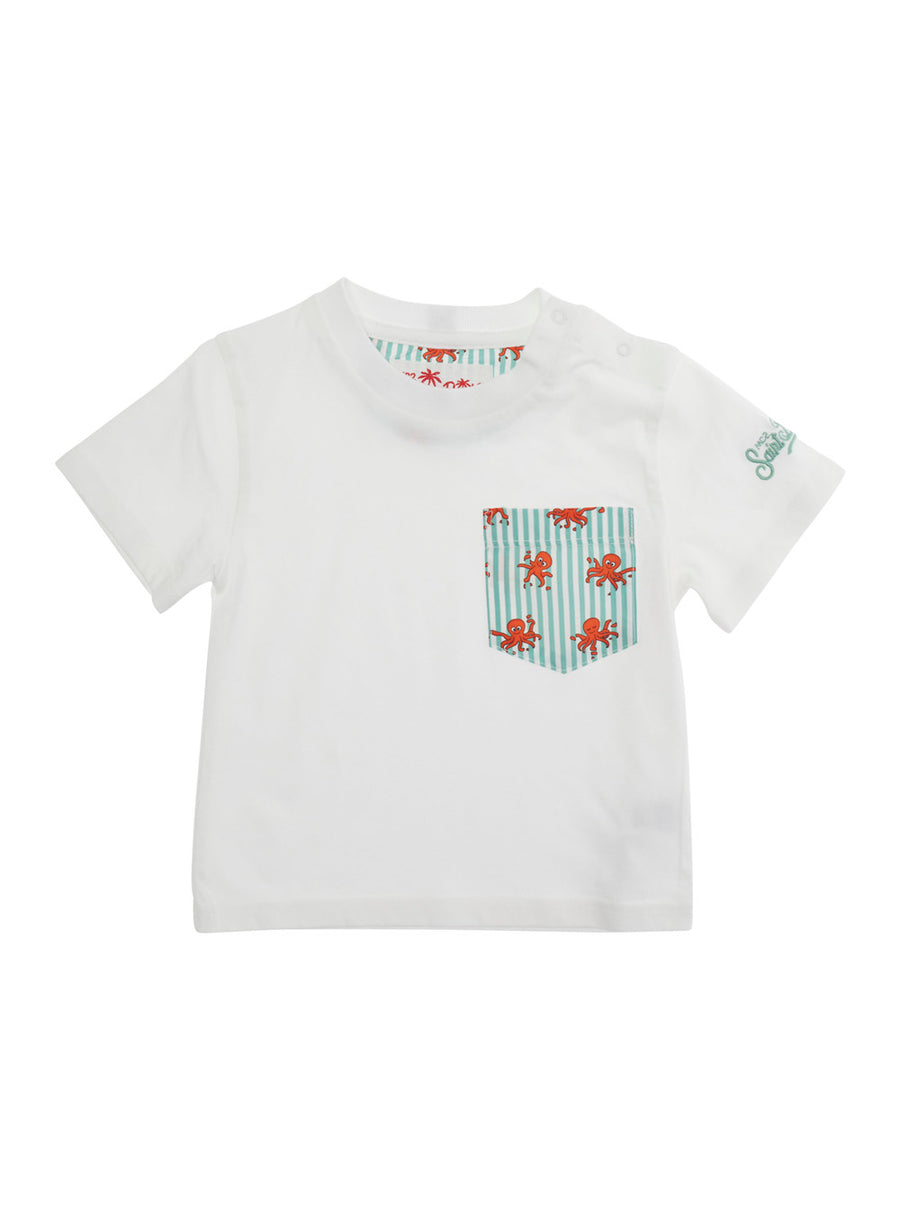 T-Shirt Kea Octo Ling Stripes White Cotton T-shirts