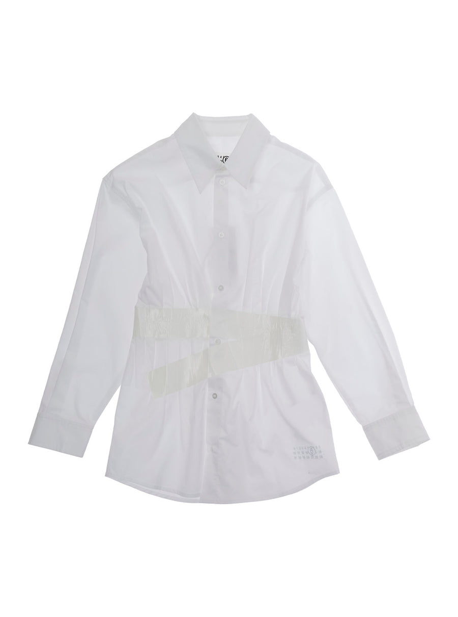 Shirt With Pointed Collar, White Cotton