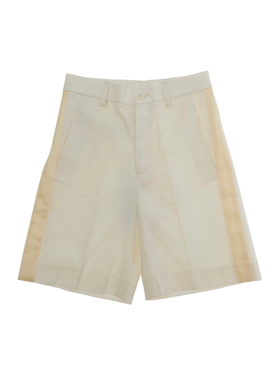 Bermuda Shorts Wide-Leg Beige Wool