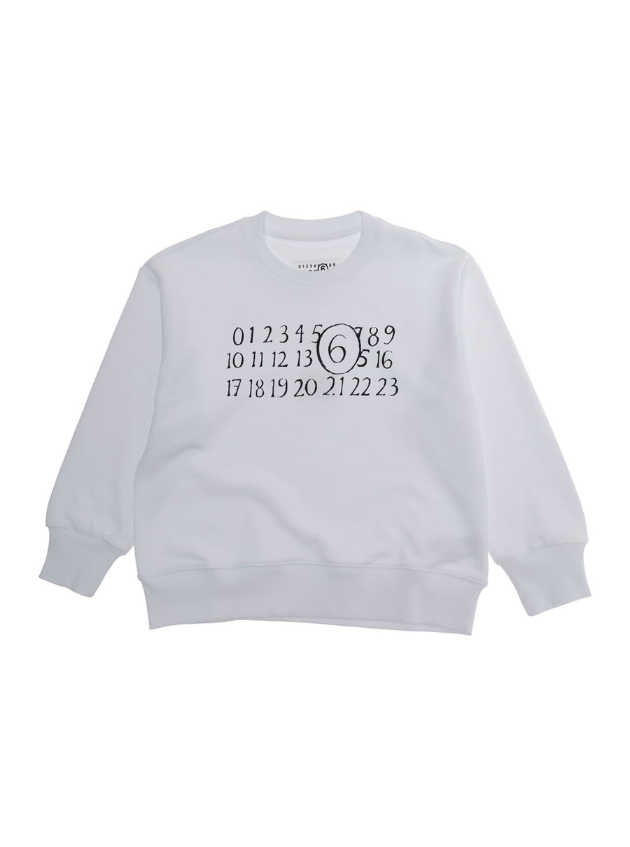 Kids Crewneck Sweatshirt White Cotton Hoods & Sweatshirts